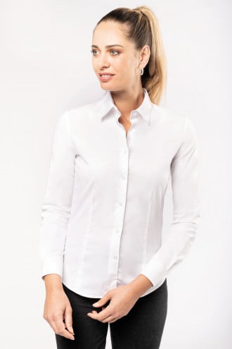 Kariban Dames stretch blouse lange mouwen [K530]