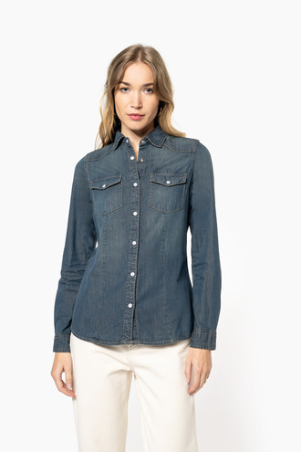 Kariban Ladies' long sleeve denim shirt [K518]