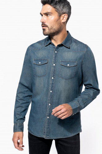 Kariban Men's long sleeve denim shirt [K519]