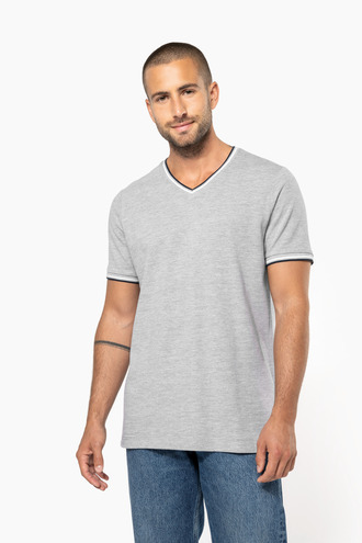 Kariban Mens pique knit V-neck T-shirt [K374]