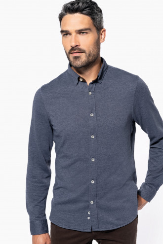 Kariban Long-sleeved Jacquard knit shirt [K507]