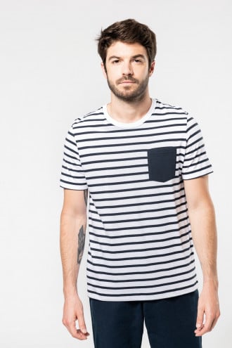Kariban Striped short sleeve sailor t-shirt with pocket [K378]