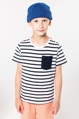 Kariban Kids striped short sleeve sailor t-shirt with pocket [K379]