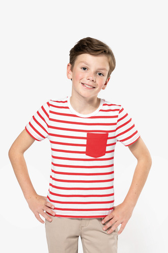 Kariban Kids striped short sleeve sailor t-shirt with pocket [K379]