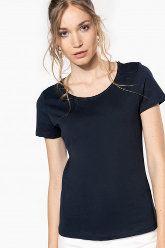 Kariban Ladies short-sleeved organic t-shirt with raw edge neckline [K399]