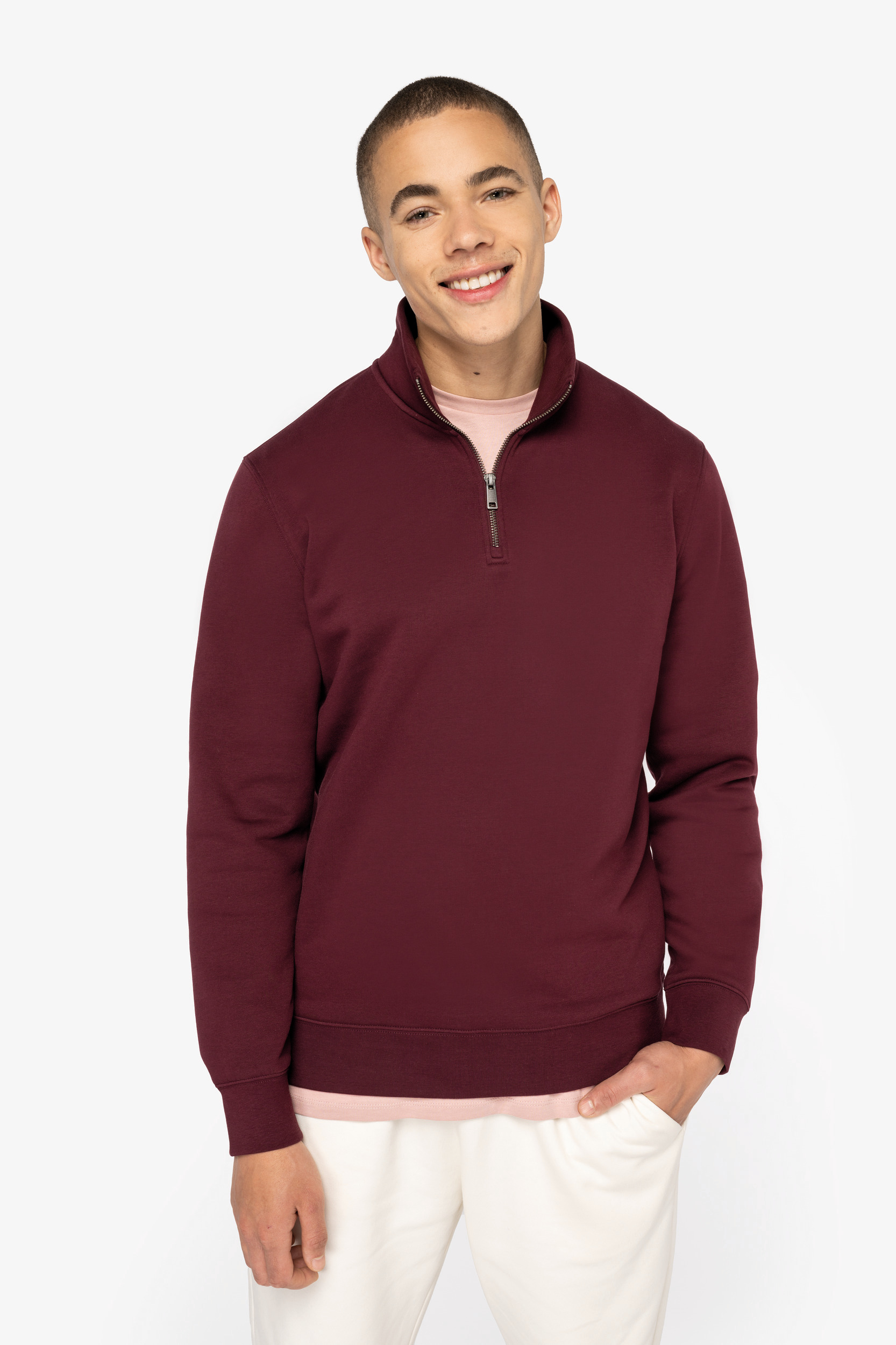 Native Spirit&nbsp;Men's eco-friendly zip high neck sweatshirt&nbsp;[NS428]