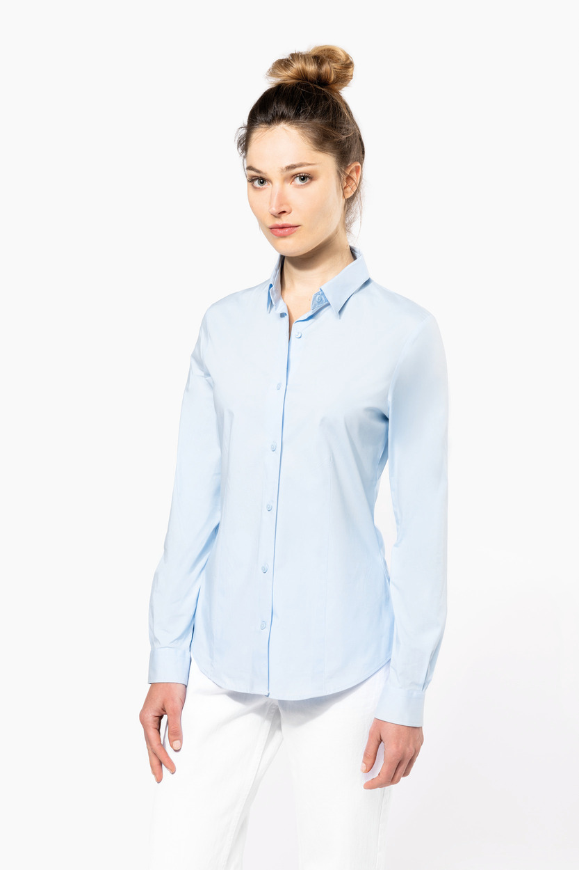 Kariban Dames stretch blouse lange mouwen [K530]