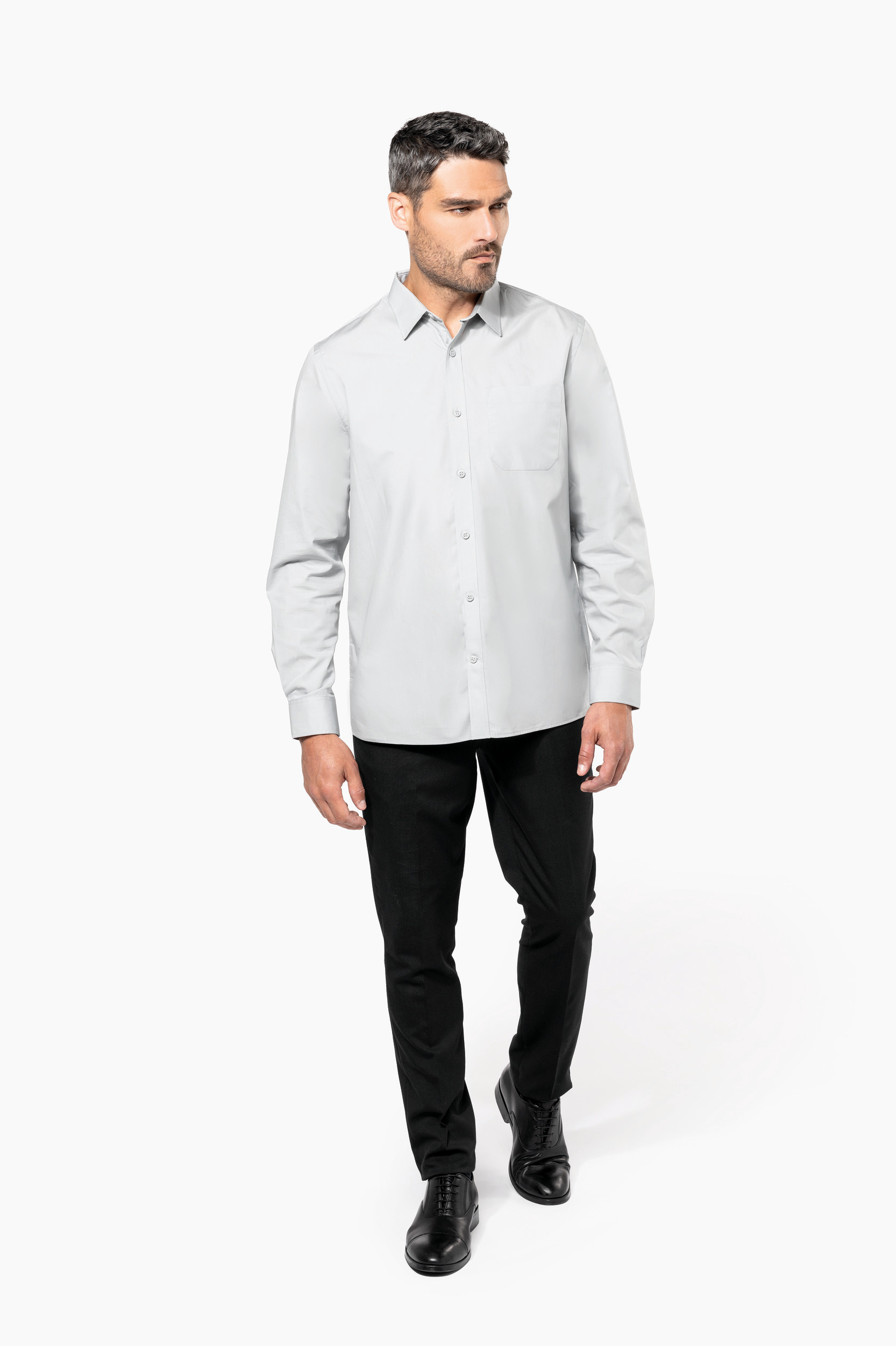 Kariban Heren poplin overhemd lange mouwen [K541]