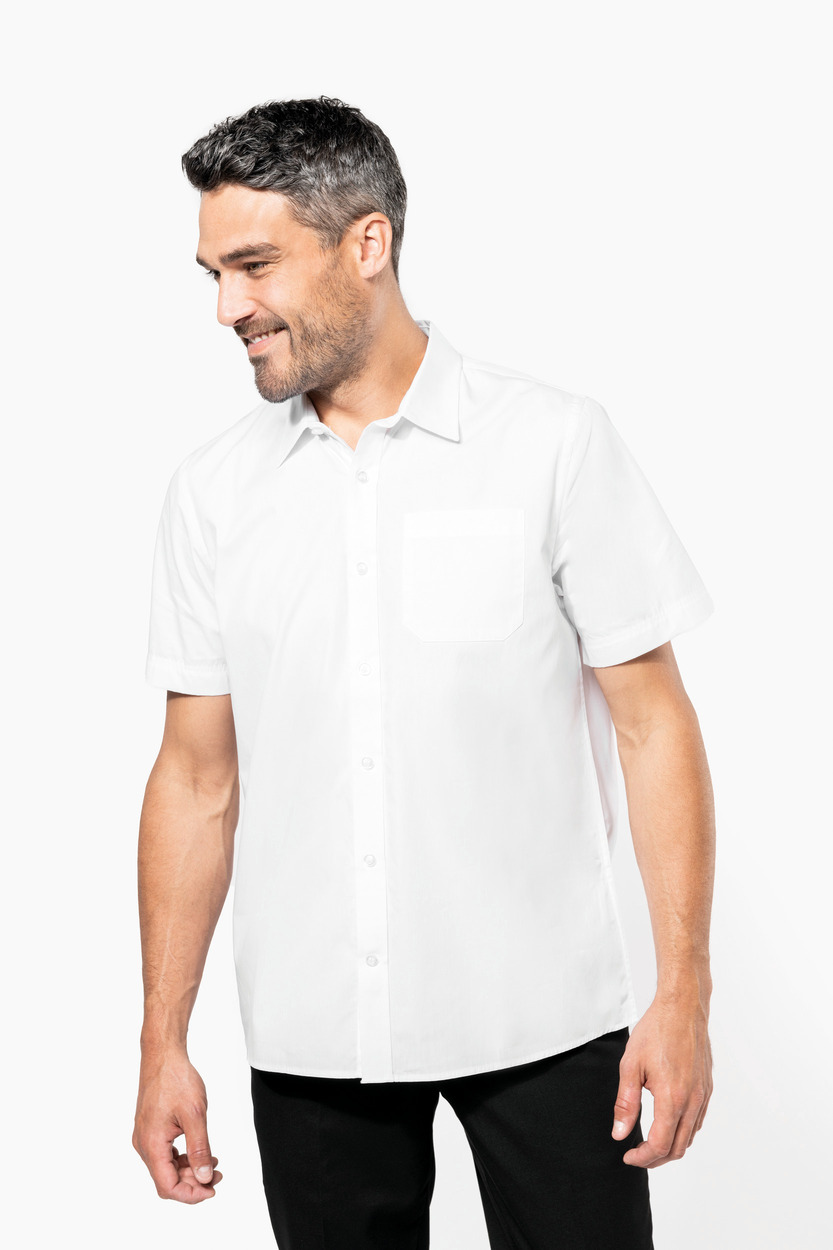 Kariban Heren poplin overhemd korte mouwen [K543]