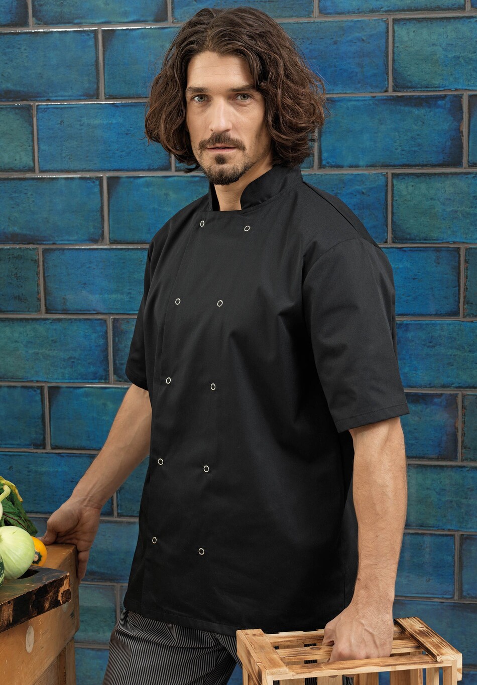 Premier Studded Front Short Sleeve Chef's Jacket [PR664]
