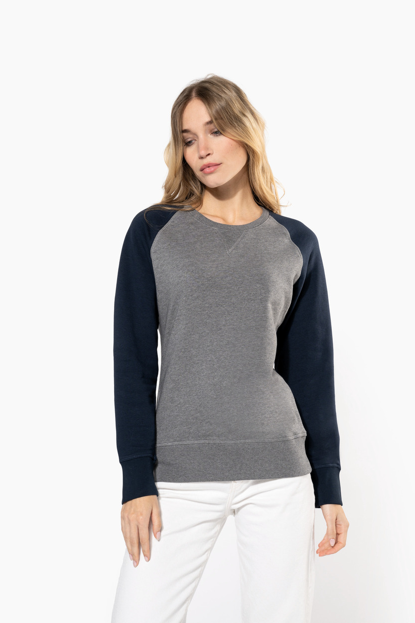Kariban Ladies two-tone organic crew neck raglan sleeve sweatshirt [K492]