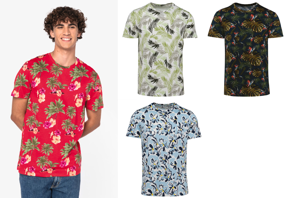 Native Spirit Mens eco-friendly tropical print t-shirt [NS350]