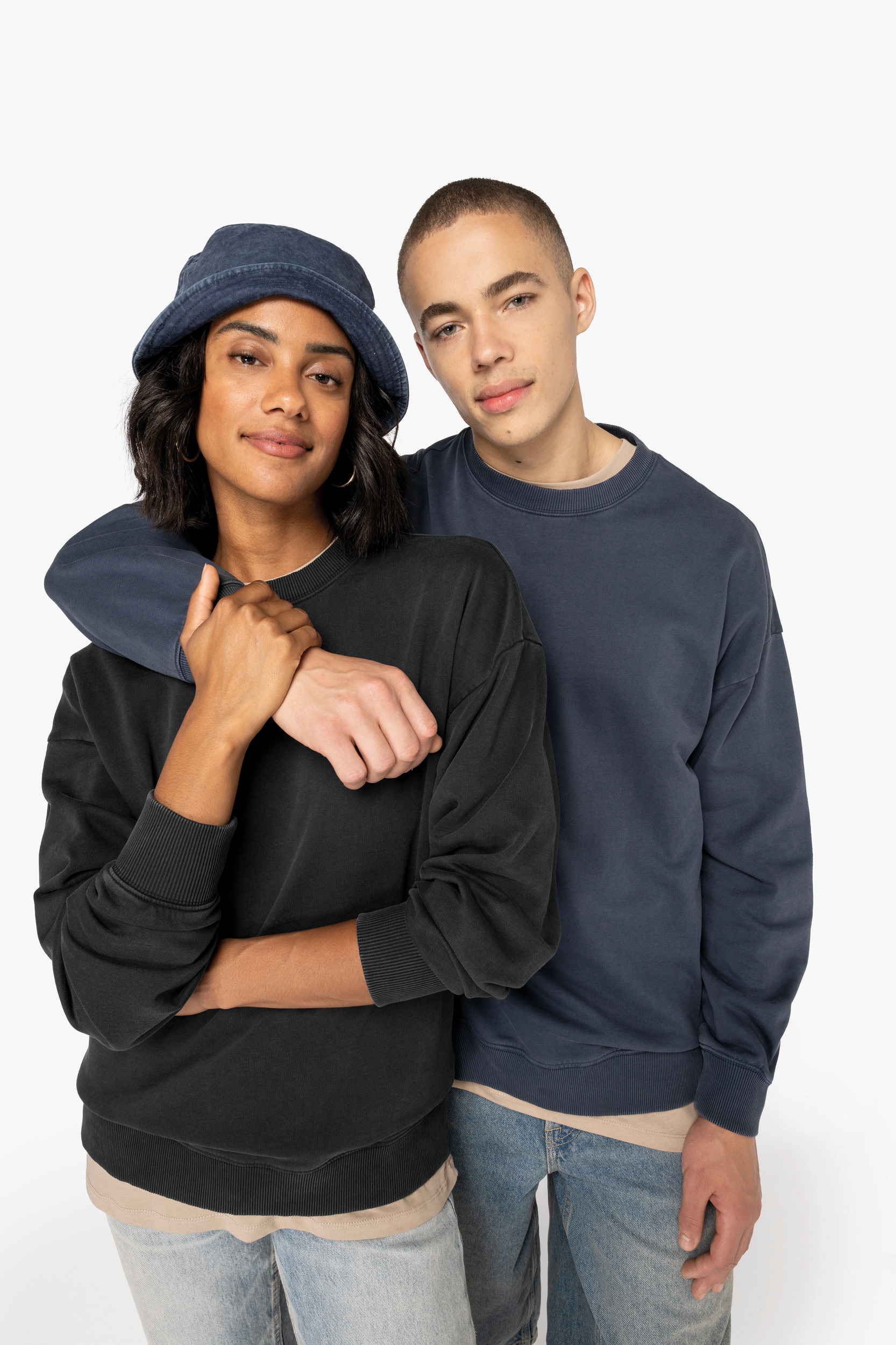 Native Spirit Unisex eco-friendly washed effect oversized crew neck sweatshirt [NS447]