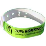 smal polsbandjes vinyl, fluo geel, opdruk in zwart voor Mc Donald's