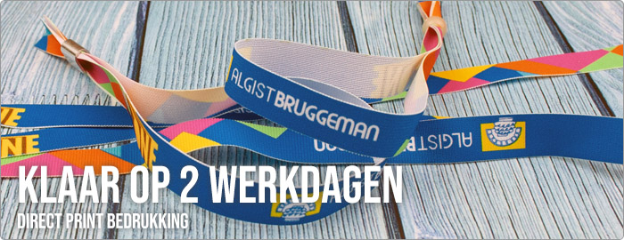 stoffen festival bandjes op 2 dagen klaar