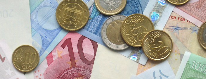 munten en briefjes in Euro