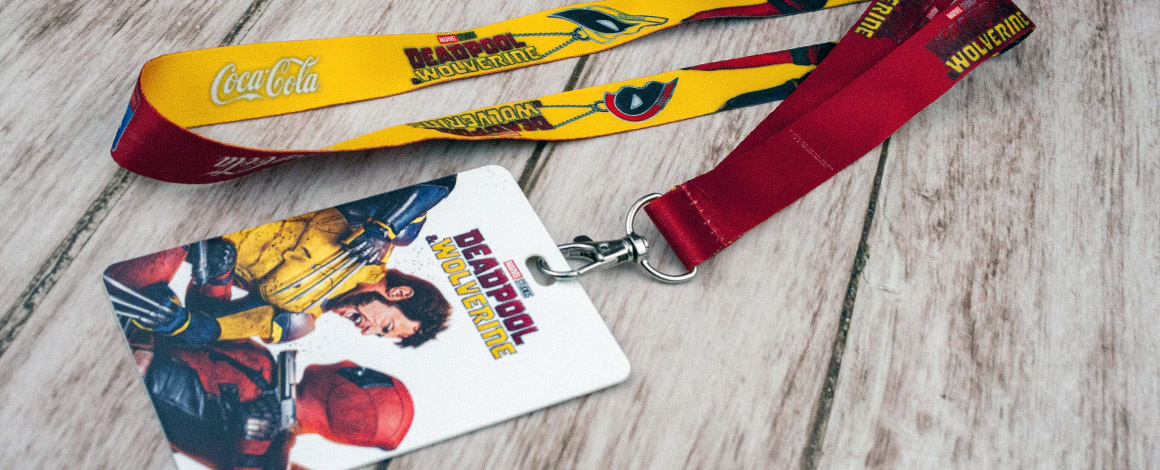 full color lanyard voor Deadpool en Wolverine inclusief bedrukte badge